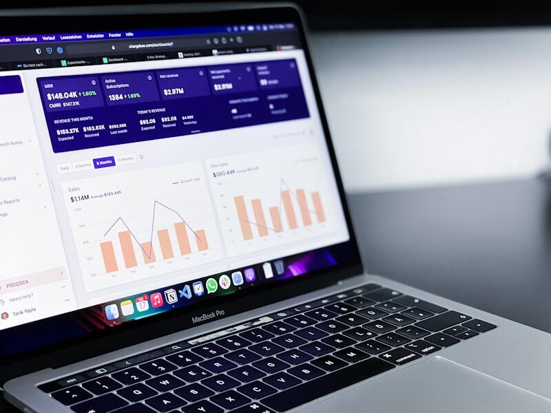Laptop showing social media analytics and engagement metrics